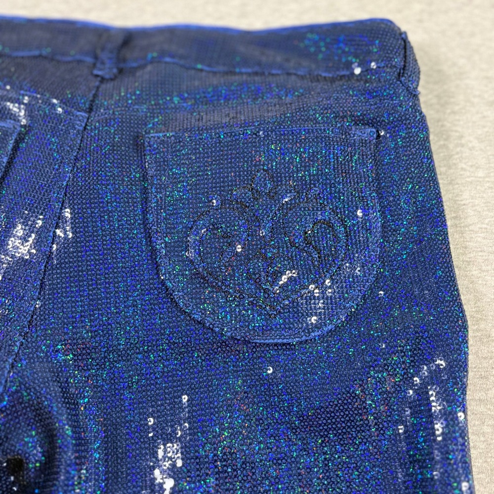 Siwy Hannah Marine Blue Sequin Skinny Pants Lined Glam Party Disco Size 29 - Picture 5 of 12